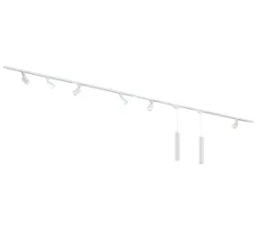 Qub Focus III 400cm 6 Spots en 2 Hanglampen GU10 Railverlichting Wit Qub Focus III 400cm 6 Spots en 2 Hanglampen GU10 Railverlichting Wit