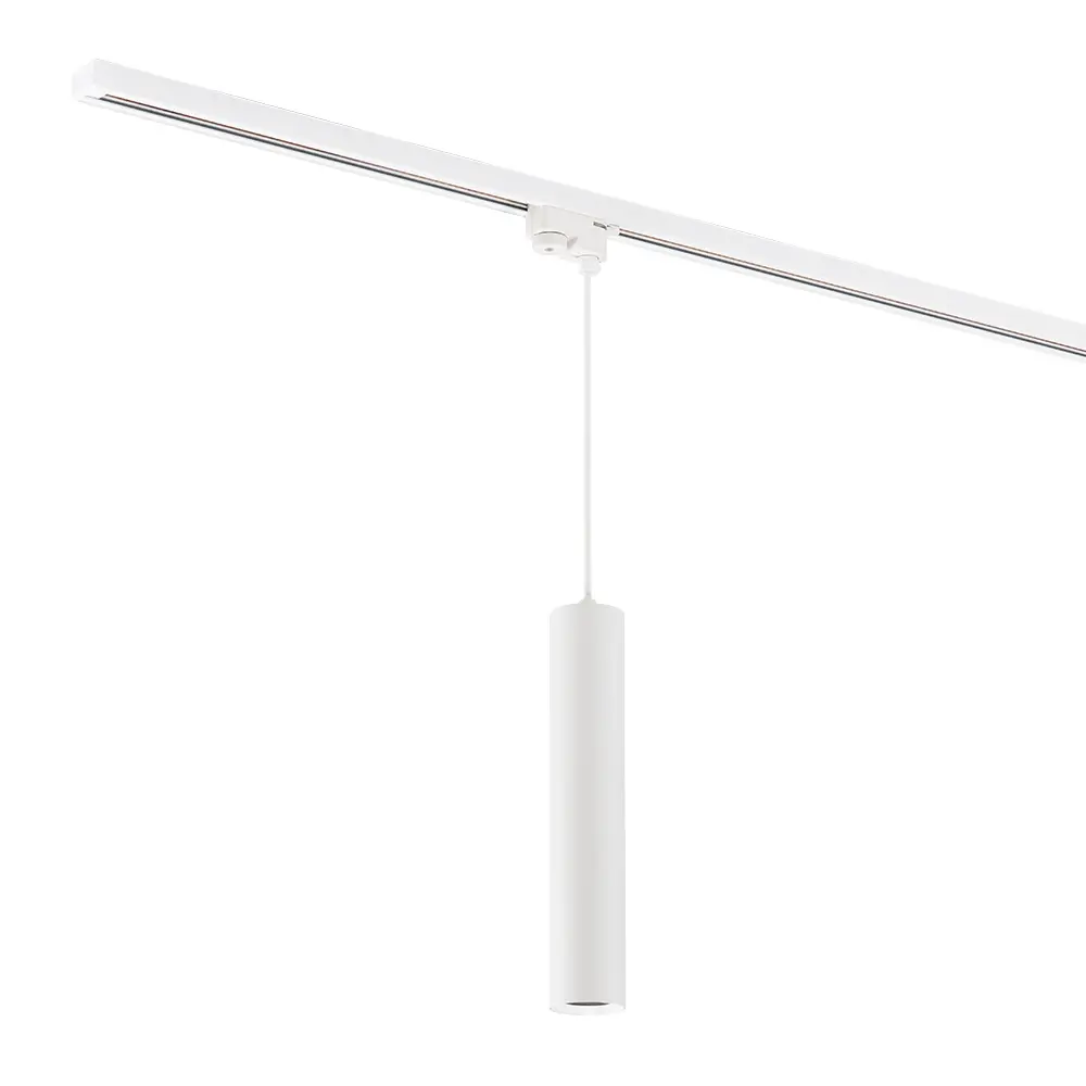 Qub Focus III Track Lighting 6 Spots and 2 Pendant Lights White - 400cm - I-Shape