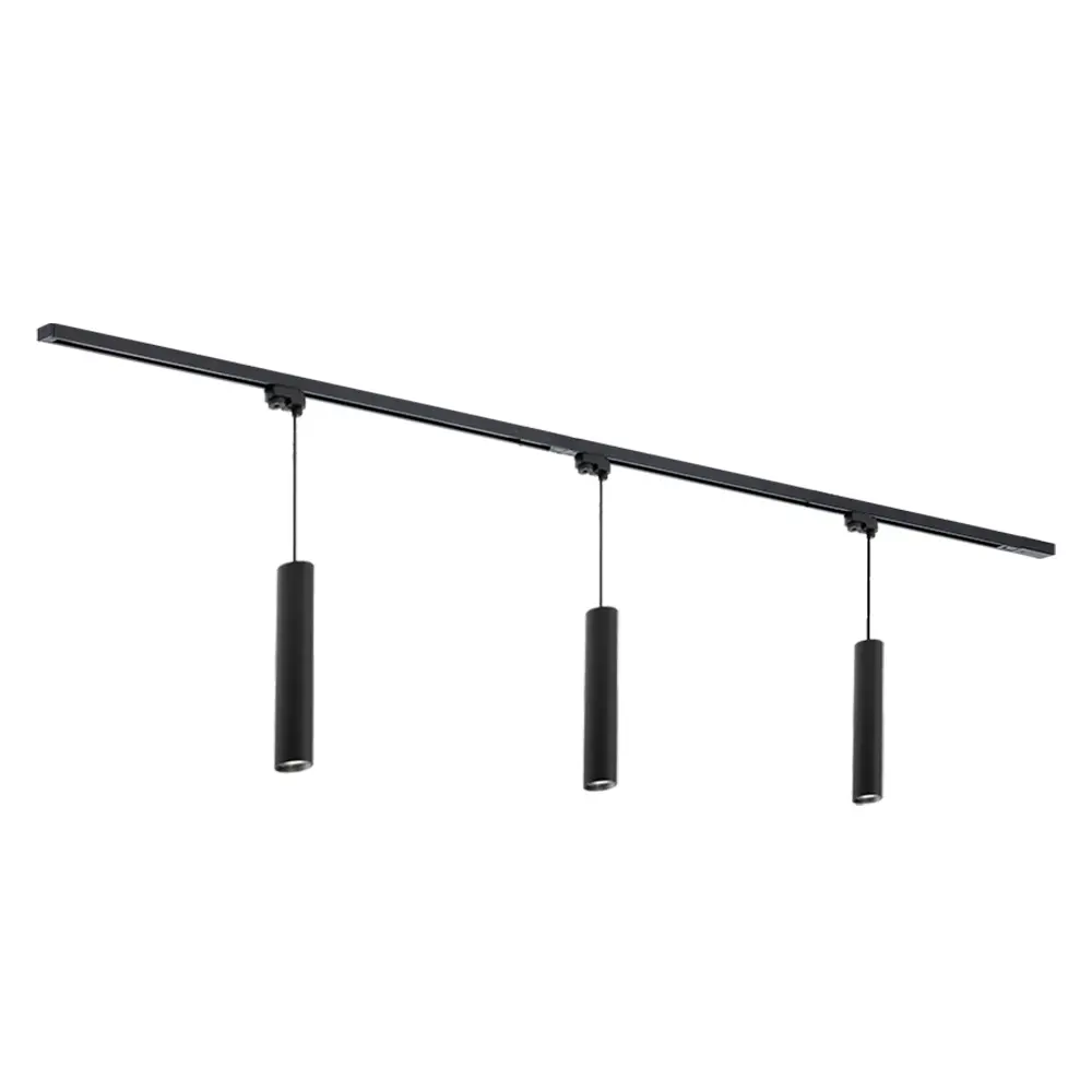 Qub Focus III - -1-Circuit Track Lighting - GU10 - 200cm - I-shape - 3 Pendant Lights - Track System - Black Qub Focus III - -1-Circuit Track Lighting - GU10 - 200cm - I-shape - 3 Pendant Lights - Track System - Black