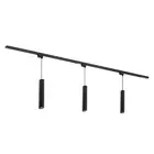 Qub Focus III - 1-Fase  Railverlichting - GU10 – 200cm – I-vorm - 3 hanglampen - Railsysteem - Zwart