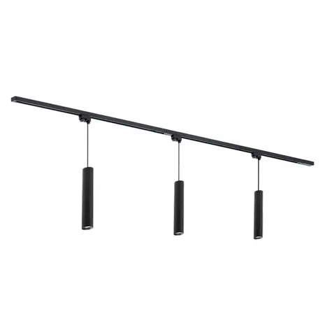 Qub Qub Focus III Monophasé Luminaire Plafonnier LED – 200cm - 3x GU10 Suspension Luminaire - 2x 1m Barre de Spot Plafond –  I-Form - Plafonnier intérieur Noir Moderne – Spots et Rails de Spots