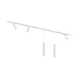 Qub Focus III 300cm 3 Spots en 2 Hanglampen GU10 Railverlichting Wit