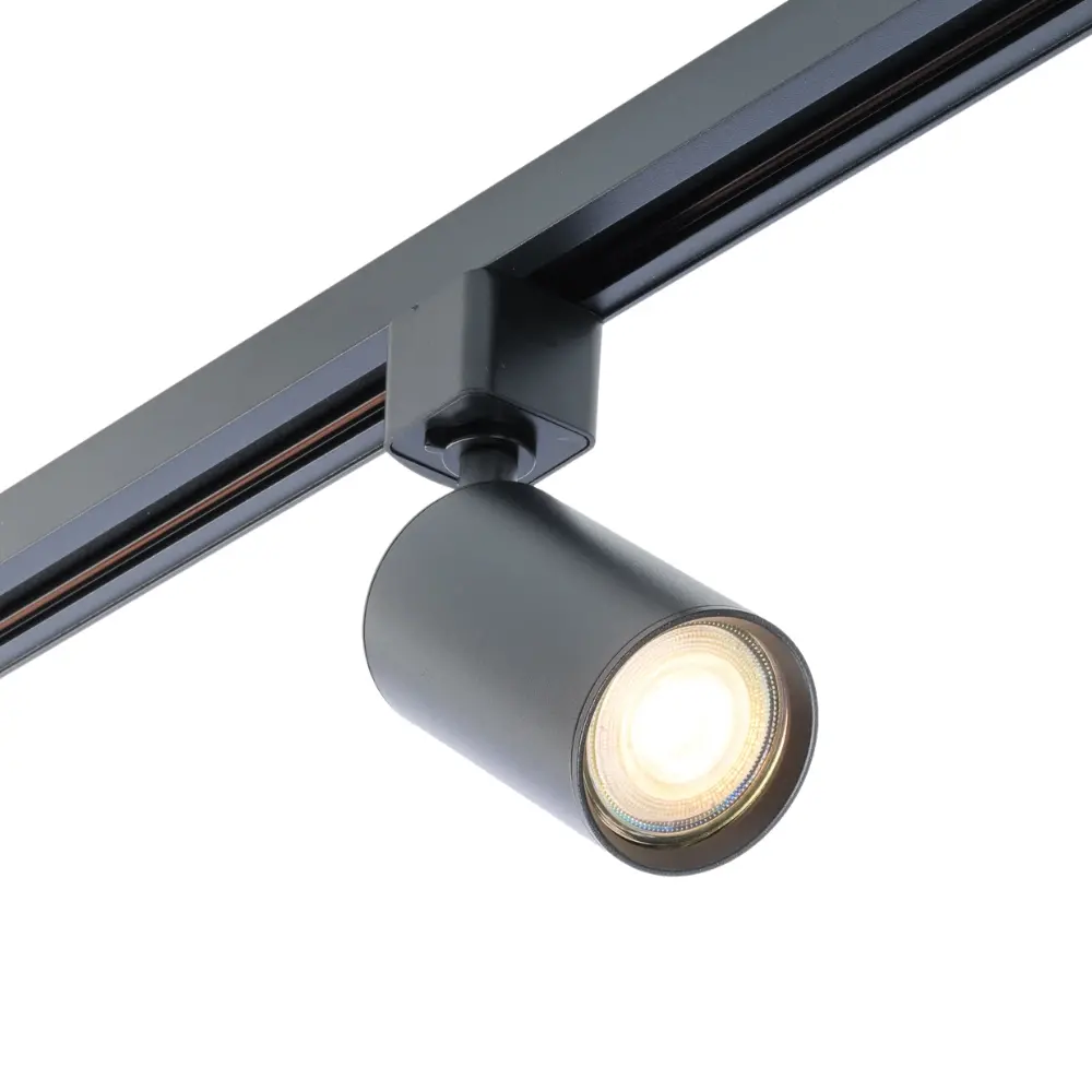Qub Focus III railverlichting 3 spots en 2 hanglampen zwart - 300cm - I-vorm Qub Focus III railverlichting 3 spots en 2 hanglampen zwart - 300cm - I-vorm