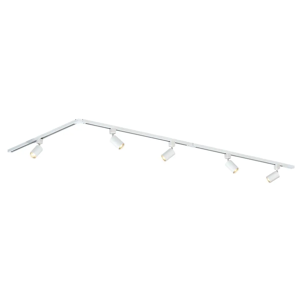 Qub Qub Focus III 1-Phasen Led Schienensystem - 300cm - 5x GU10 Spots - 3x 1m Schienen - L-Form - Deckenstrahler Weiss - Erweiterbar & flexibel - LED-kompatibel - Modernes Design Spot lampe