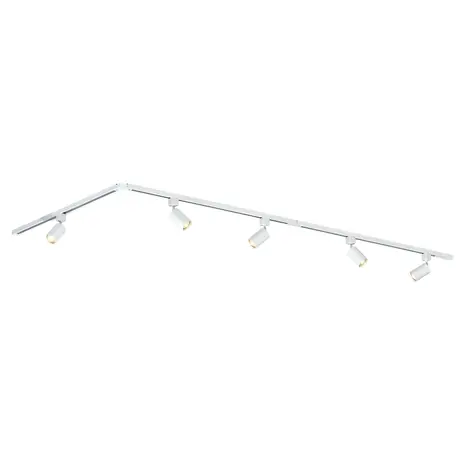 Qub Qub Focus III Monophasé Luminaire Plafonnier LED – 300cm - 5x GU10 Spot Sur Rail - 3x 1m Barre de Spot Plafond –  L-Form - Plafonnier intérieur Blanc Moderne – Spots et Rails de Spots