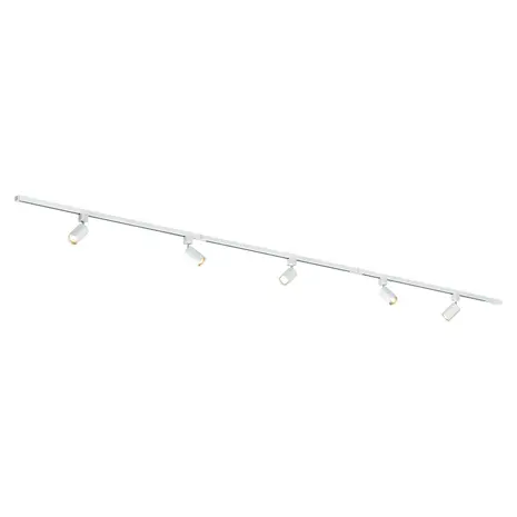 Qub Qub Focus III Monophasé Luminaire Plafonnier LED – 300cm - 5x GU10 Spot Sur Rail - 3x 1m Barre de Spot Plafond –  I-Form - Plafonnier intérieur Blanc Moderne – Spots et Rails de Spots