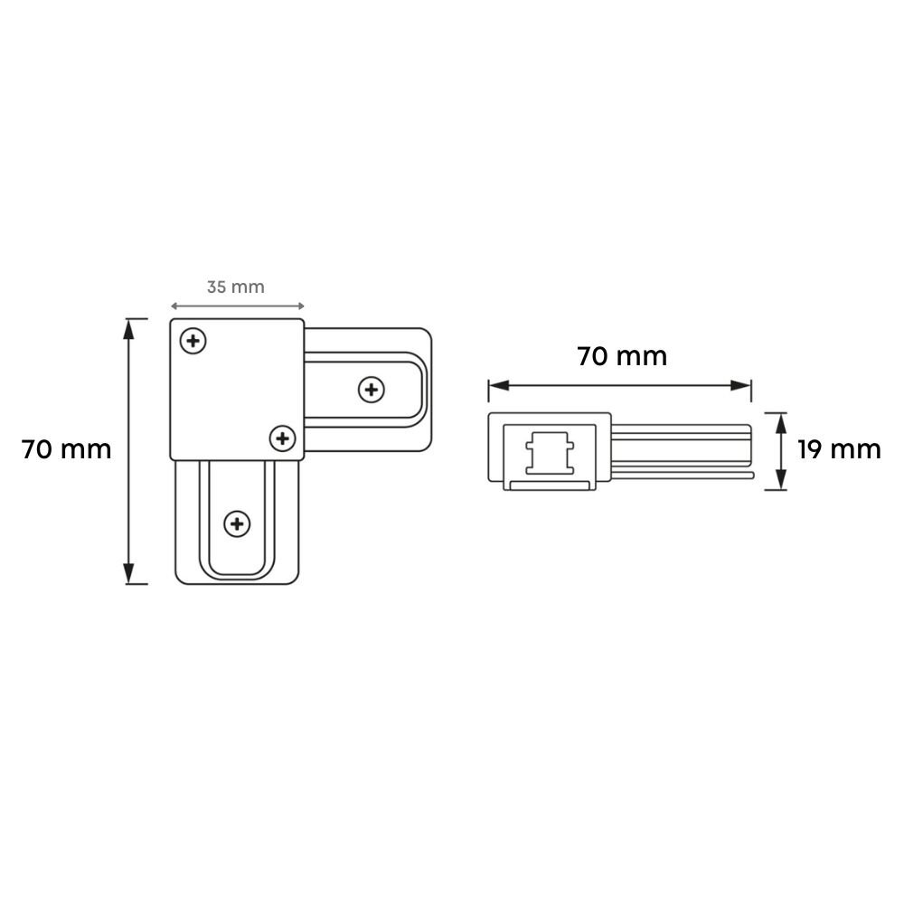 Qub L-Verbinder für 1-Phasen-Schienensystem – Eckverbinder für Stromschienen – Weiß – Erweiterbar & LED-kompatibel Qub L-Verbinder für 1-Phasen-Schienensystem – Eckverbinder für Stromschienen – Weiß – Erweiterbar & LED-kompatibel