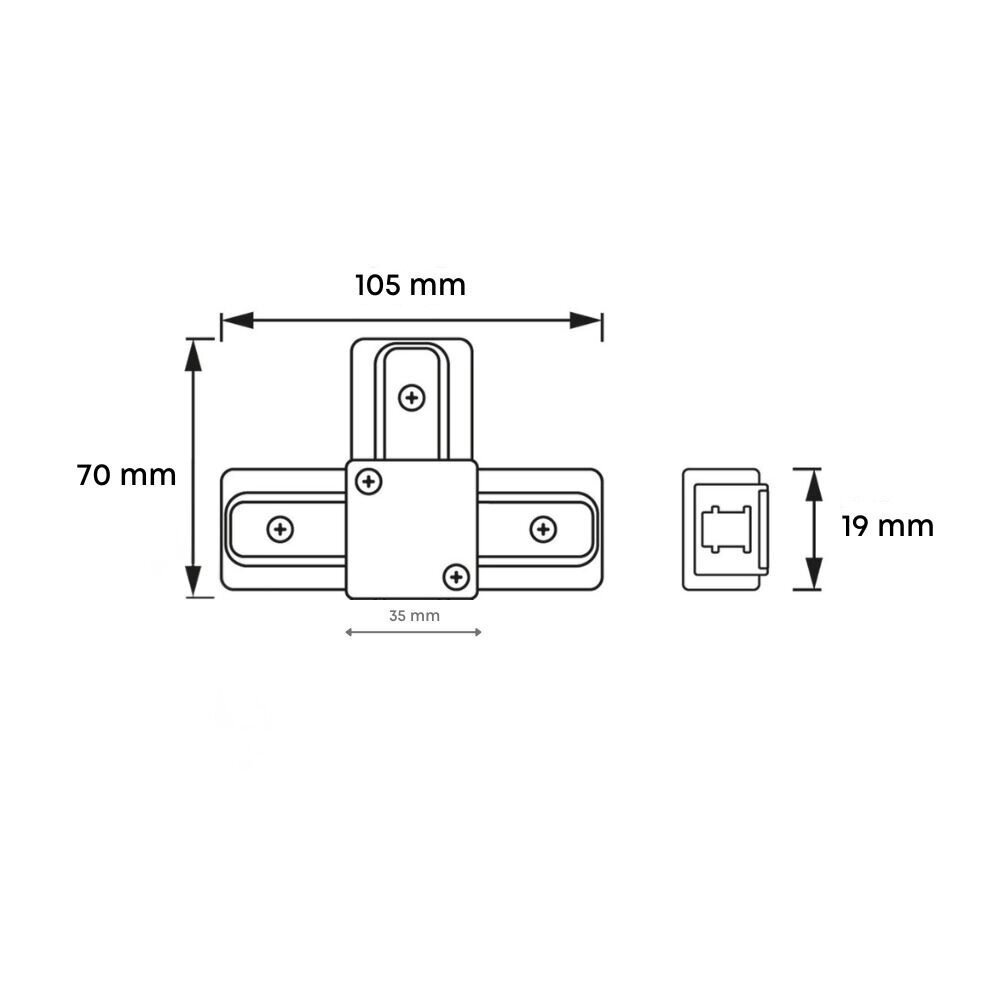 T-koppelstuk voor 1-fase railverlichting - Zwart T-koppelstuk voor 1-fase railverlichting - Zwart