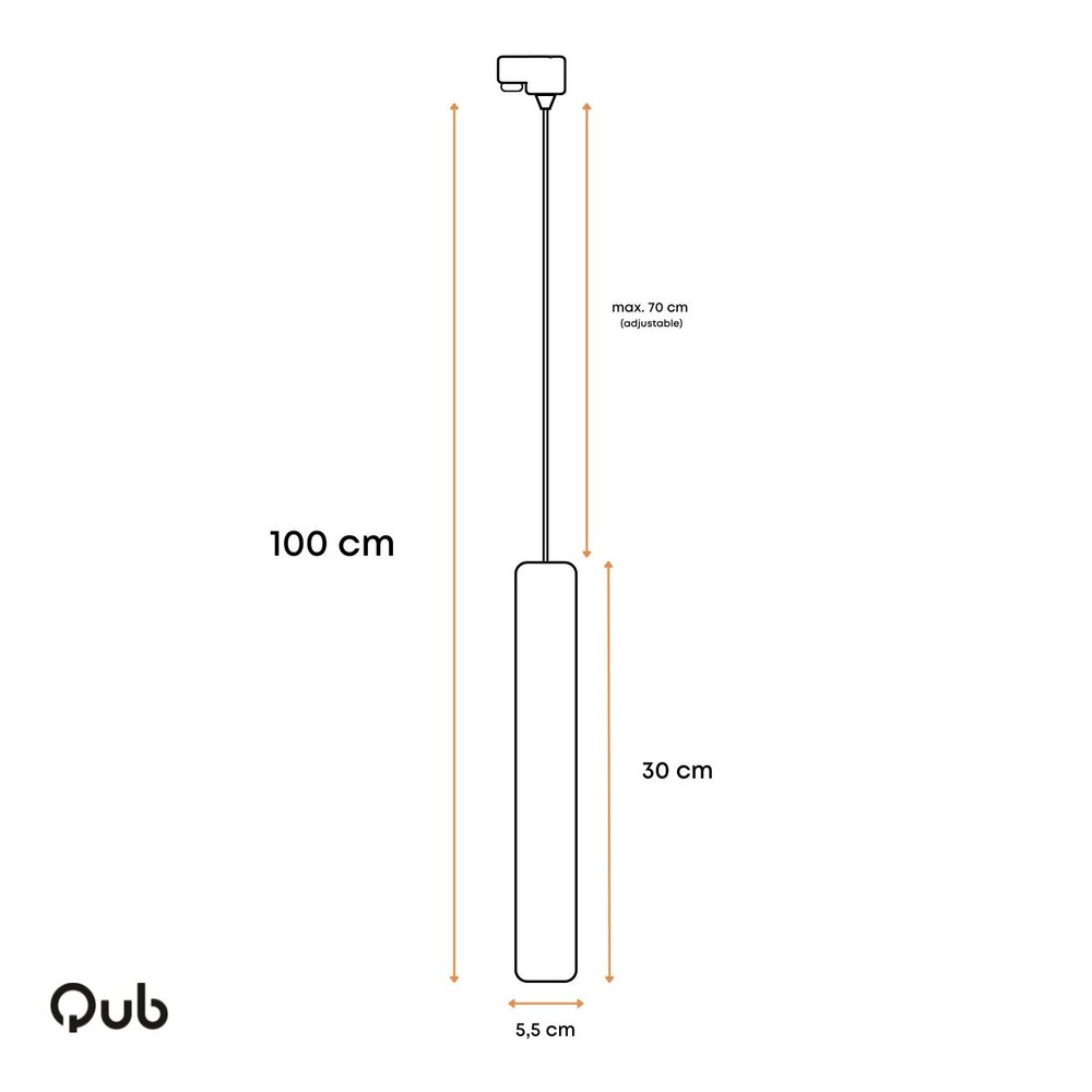 Qub Lampe Suspendue Tube Focus pour rail monophasé - GU10 - Blanc