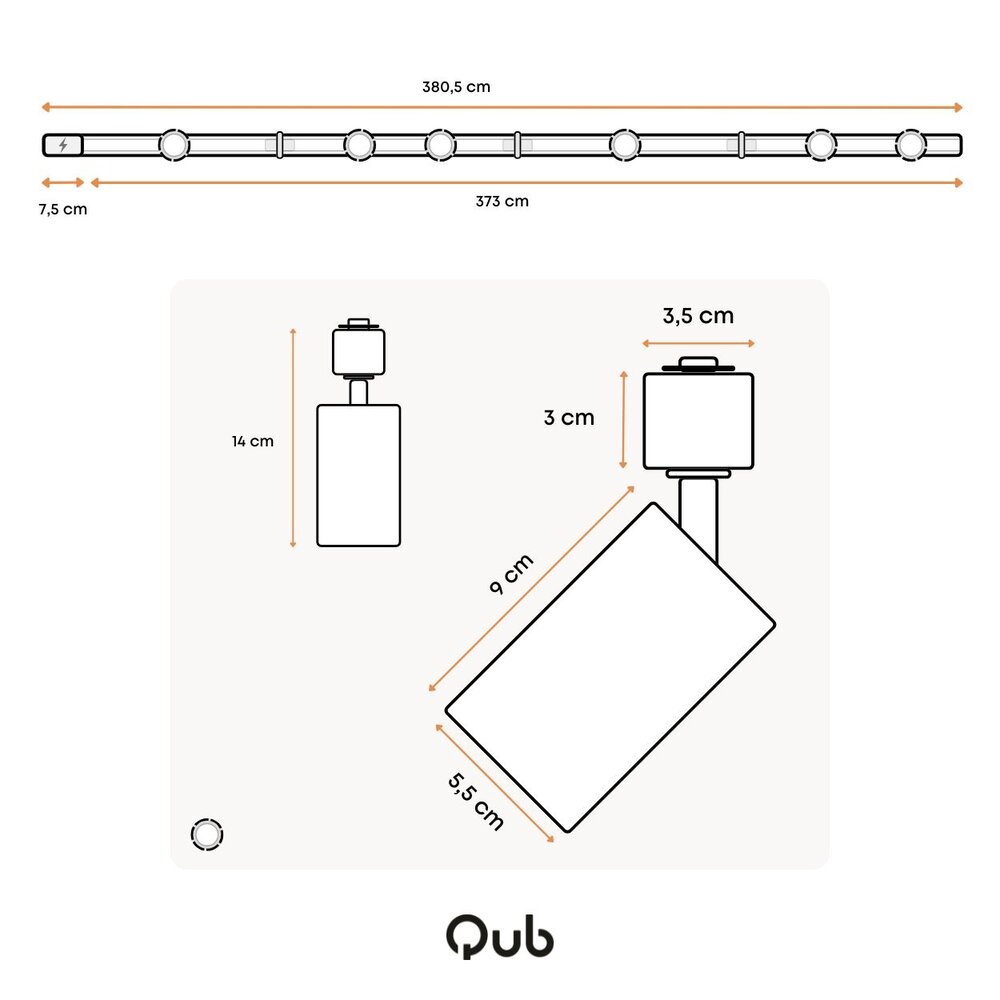 Qub Qub Focus III 1-Phasen Led Schienensystem - 400cm - 6x GU10 Spots - 4x 1m Schienen - I-Form - Deckenstrahler Weiß - Erweiterbar & flexibel - LED-kompatibel - Modernes Design Spot lampe Qub Qub Focus III 1-Phasen Led Schienensystem - 400cm - 6x GU10 Spots - 4x 1m Schienen - I-Form - Deckenstrahler Weiß - Erweiterbar & flexibel - LED-kompatibel - Modernes Design Spot lampe