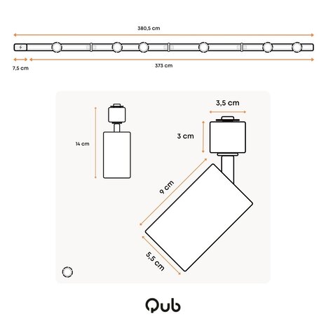 Qub Focus III 1-Fase Railverlichting - GU10 – 400cm – I-vorm - 6 spots - Railsysteem – Zwart Qub Focus III 1-Fase Railverlichting - GU10 – 400cm – I-vorm - 6 spots - Railsysteem – Zwart