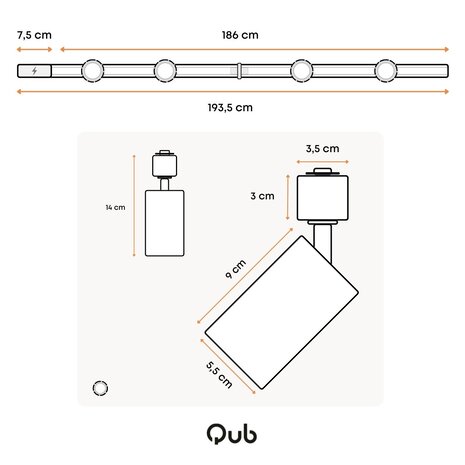Qub Focus III - 1-circuit track lighting - GU10 - 200cm - i-shape - 4 spots - Track system - Black Qub Focus III - 1-circuit track lighting - GU10 - 200cm - i-shape - 4 spots - Track system - Black