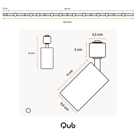 Qub Qub Focus III 1-Phasen Led Schienensystem - 600cm - 10x GU10 Spots - 6x 1m Schienen - I-Form - Deckenstrahler Weiss - Erweiterbar & flexibel - LED-kompatibel - Modernes Design Spot lampe Qub Qub Focus III 1-Phasen Led Schienensystem - 600cm - 10x GU10 Spots - 6x 1m Schienen - I-Form - Deckenstrahler Weiss - Erweiterbar & flexibel - LED-kompatibel - Modernes Design Spot lampe
