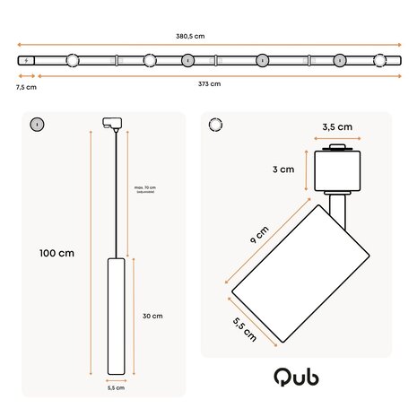 Qub Qub Focus III 1-Phasen Led Schienensystem Komplettset - 400cm - Set 3 Spots und 3 Pendelleuchten - 4x 1m Schienen - I-Form - GU10 & LED-Kompatibel - Erweiterbar & flexibel - Spot lampe - Schwarz Qub Qub Focus III 1-Phasen Led Schienensystem Komplettset - 400cm - Set 3 Spots und 3 Pendelleuchten - 4x 1m Schienen - I-Form - GU10 & LED-Kompatibel - Erweiterbar & flexibel - Spot lampe - Schwarz