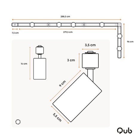 Qub Qub Focus III 1-Phasen Led Schienensystem - 400cm - 6x GU10 Spots - 4x 1m Schienen - L-Form - Deckenstrahler Schwarz - Erweiterbar & flexibel - LED-kompatibel - Modernes Design Spot lampe Qub Qub Focus III 1-Phasen Led Schienensystem - 400cm - 6x GU10 Spots - 4x 1m Schienen - L-Form - Deckenstrahler Schwarz - Erweiterbar & flexibel - LED-kompatibel - Modernes Design Spot lampe