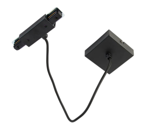 Qub Middenvoeding met vierkante montageplaat voor 1-fase railverlichting - Zwart Qub Middenvoeding met vierkante montageplaat voor 1-fase railverlichting - Zwart