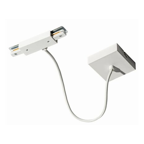 Qub Middle Feed with Square Mounting Plate for 1-Circuit Track Lighting – White