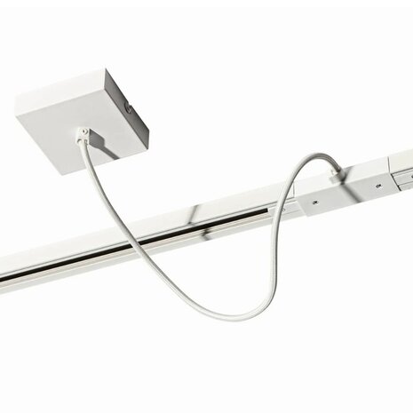 Qub Middle Feed with Square Mounting Plate for 1-Circuit Track Lighting – White