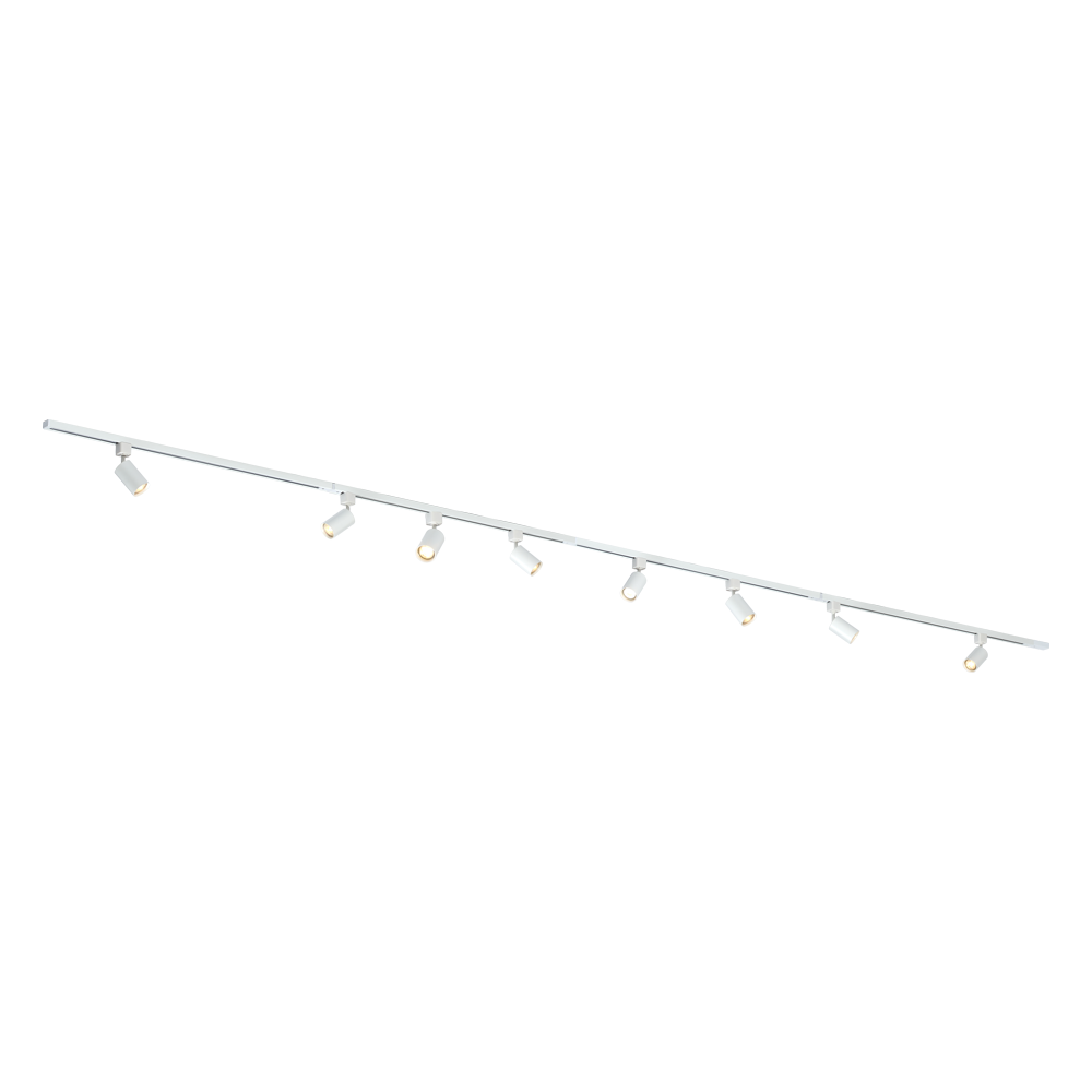 Qub Focus III 1-phase track lighting - GU10 - 400cm - I-shape - 8spots - Track system - White Qub Focus III 1-phase track lighting - GU10 - 400cm - I-shape - 8spots - Track system - White