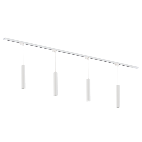 Qub Focus III 1-Circuit Track Lighting – GU10 – 200 cm – I-Shape – 4  Pendant Lamps – Track System – White Qub Focus III 1-Circuit Track Lighting – GU10 – 200 cm – I-Shape – 4  Pendant Lamps – Track System – White