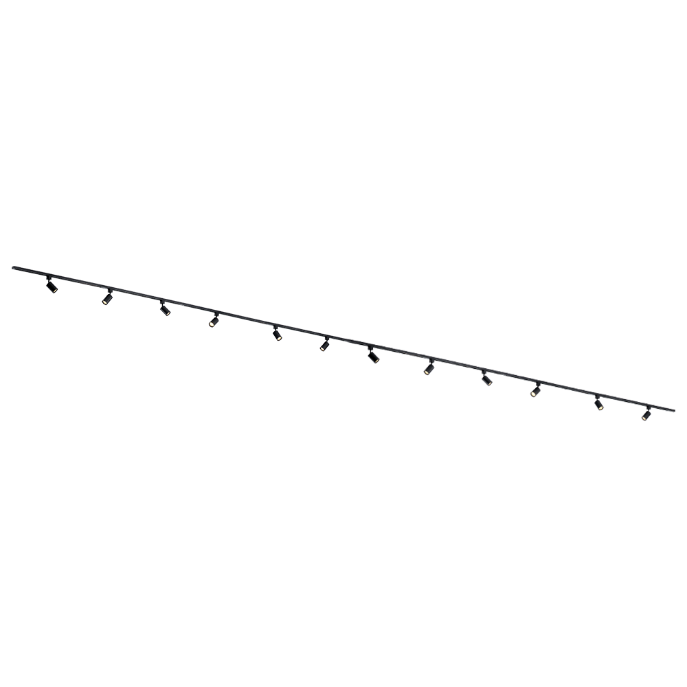 Qub Focus III - Éclairage sur rail à monophasé - GU10 – 800cm – forme de I - 12 spots - Système de rails - Noir Qub Focus III - Éclairage sur rail à monophasé - GU10 – 800cm – forme de I - 12 spots - Système de rails - Noir