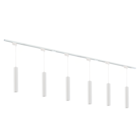 Qub Focus III Éclairage sur rail monophasé – GU10 – 300 cm – Forme en I – 6 suspensions – Système sur rail – Blanc