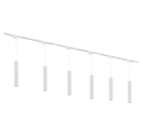 Qub Focus III 300cm 6 Hanglampen GU10 Railverlichting Wit Qub Focus III 300cm 6 Hanglampen GU10 Railverlichting Wit