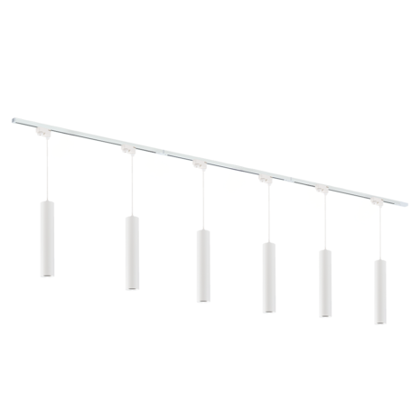Qub Focus III Éclairage sur rail monophasé – GU10 – 300 cm – Forme en I – 6 suspensions – Système sur rail – Blanc Qub Focus III Éclairage sur rail monophasé – GU10 – 300 cm – Forme en I – 6 suspensions – Système sur rail – Blanc