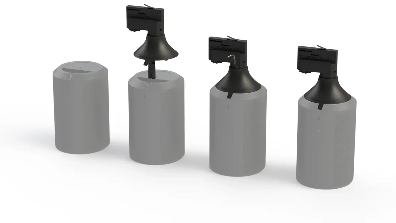 3-Phasen Audio Adapter - Second Generation - Schwarz - Lautsprecheradapter für Stromschienensysteme - Kompatibel mit 3-Phasen Schiene