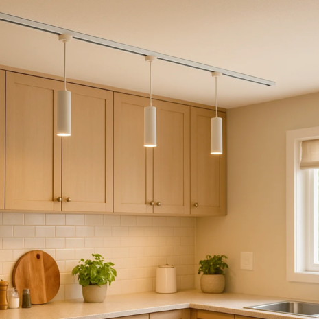 Qub Qub Focus III 1-Phasen Led Schienensystem - 200cm - 3x GU10 Pendelleuchten - 2x 1m Schienen - I-Form - Deckenstrahler Weiss - Erweiterbar & flexibel - LED-kompatibel - Modernes Design Spot lampe