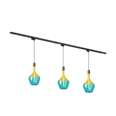 Qub Focus III 1-Fase Railverlichting - E27 – 200cm – I-vorm - 3 Aurora Hanglampen - Railsysteem – Zwart Qub Focus III 1-Fase Railverlichting - E27 – 200cm – I-vorm - 3 Aurora Hanglampen - Railsysteem – Zwart