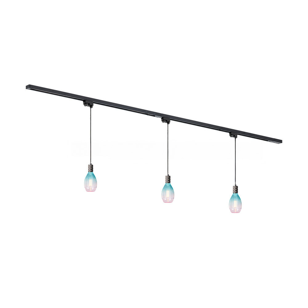 Qub Focus III 1-Phase Rail Lighting - E27 – 200 cm – I-shaped - 3 Solune Pendant Lights - Rail System – Black Qub Focus III 1-Phase Rail Lighting - E27 – 200 cm – I-shaped - 3 Solune Pendant Lights - Rail System – Black