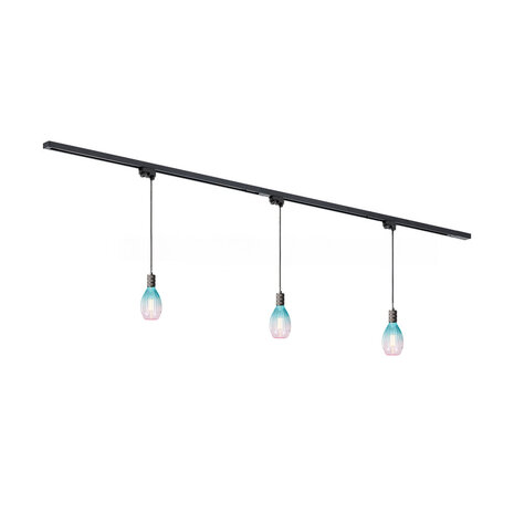 Qub Focus III 1-Phase Rail Lighting - E27 – 200 cm – I-shaped - 3 Solune Pendant Lights - Rail System – Black Qub Focus III 1-Phase Rail Lighting - E27 – 200 cm – I-shaped - 3 Solune Pendant Lights - Rail System – Black