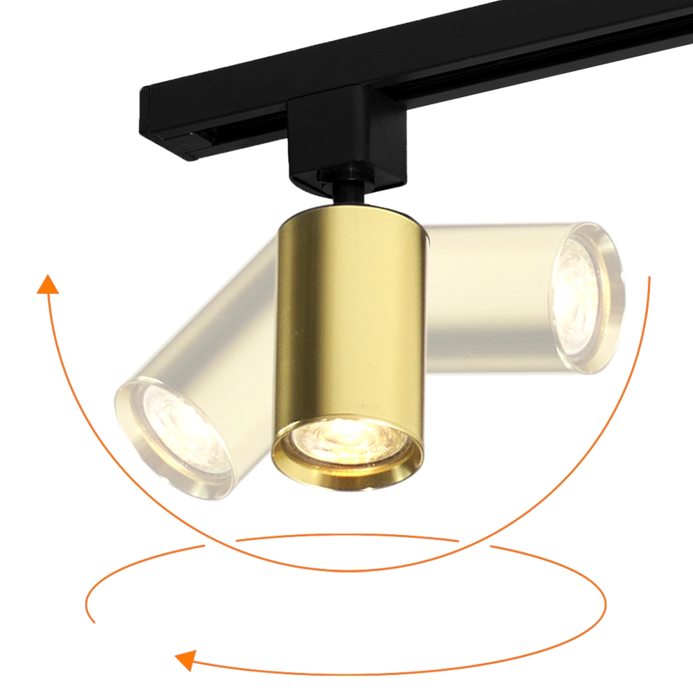 Qub Qub Focus III Spot - Monophasé Plafonnier Spot – Spot sur Rail - GU10 & LED Compatible - Rotation à 360° - Lampe à Rail de Plafond Or - Élégant, Moderne et Compact