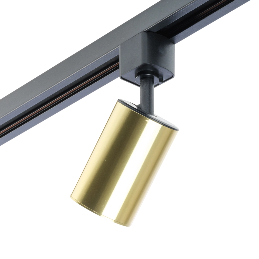Qub Focus III - 1-Circuit Track Lighting - GU10 – 200cm – I-Shape - 5 Spots - Track System – Gold