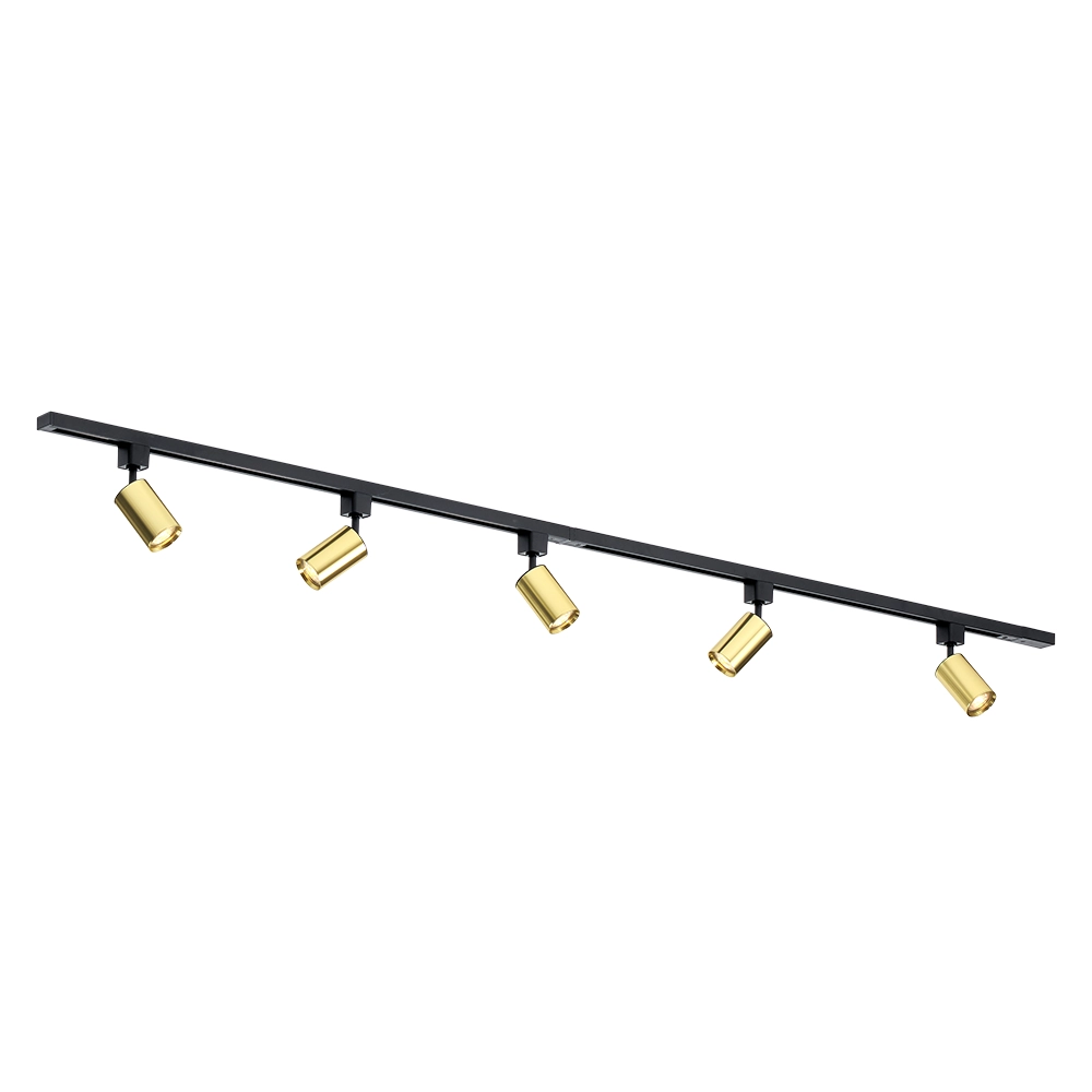Qub Focus III - 1-Circuit Track Lighting - GU10 – 200cm – I-Shape - 5 Spots - Track System – Gold