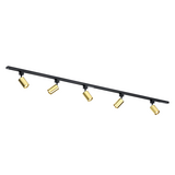 Qub Focus III 200 cm 5 Spots GU10 Schienenbeleuchtung Schwarz mit Gold