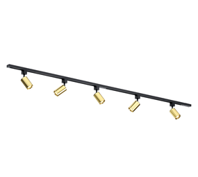Qub Focus III 200cm 5 Spots GU10 Railverlichting Zwart met Goud Qub Focus III 200cm 5 Spots GU10 Railverlichting Zwart met Goud