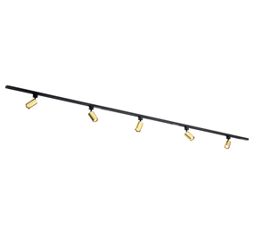 Qub Focus III 300cm 5 Spots GU10 Railverlichting Zwart met Goud Qub Focus III 300cm 5 Spots GU10 Railverlichting Zwart met Goud