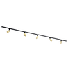 Qub Focus III - Éclairage sur rail à monophasé - GU10 – 300cm – forme de I - 5 spots - Système de rails - Noir avec Or Qub Focus III - Éclairage sur rail à monophasé - GU10 – 300cm – forme de I - 5 spots - Système de rails - Noir avec Or