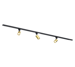 Qub Focus III 200cm 3 Spots GU10 Railverlichting Zwart met Goud Qub Focus III 200cm 3 Spots GU10 Railverlichting Zwart met Goud