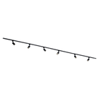 Qub Focus III 1-Circuit Track Lighting - GU10 – 400cm – I-Shape – 6 Spots – Track System – Black