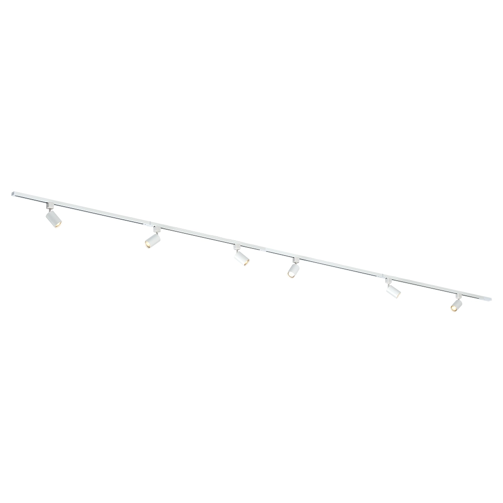 Qub Qub Focus III Monophasé Luminaire Plafonnier LED – 400cm - 6x GU10 Spot Sur Rail - 4x 1m Barre de Spot Plafond –  I-Form - Plafonnier intérieur Blanc Moderne – Spots et Rails de Spots