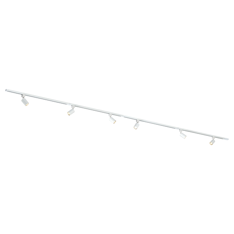 Qub Qub Focus III Monophasé Luminaire Plafonnier LED – 400cm - 6x GU10 Spot Sur Rail - 4x 1m Barre de Spot Plafond –  I-Form - Plafonnier intérieur Blanc Moderne – Spots et Rails de Spots