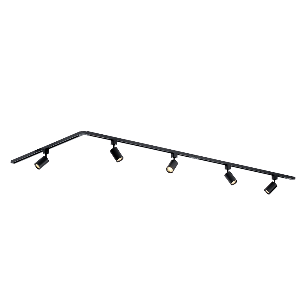 Qub Focus III - 1-circuit track lighting - GU10 - 300cm - L-shape - 5 spots - Track system- Black Qub Focus III - 1-circuit track lighting - GU10 - 300cm - L-shape - 5 spots - Track system- Black