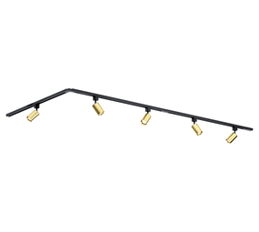 Qub Focus III 300cm 5 Spots GU10 Railverlichting Zwart met Goud Qub Focus III 300cm 5 Spots GU10 Railverlichting Zwart met Goud