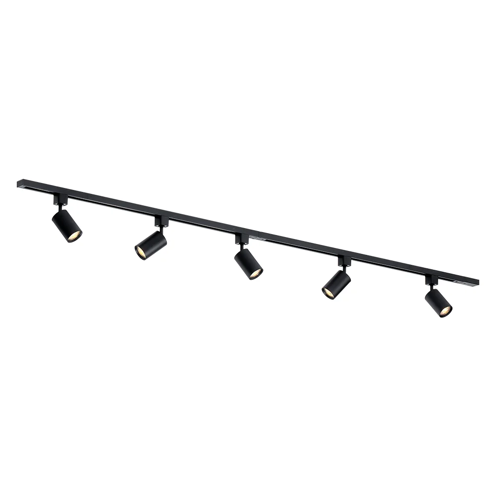 Plafonnier LED Sur Rail Qub Focus III - 5 Spots GU10 - 200cm - Blanc - Pour Cuisine, Salon - Dimmable