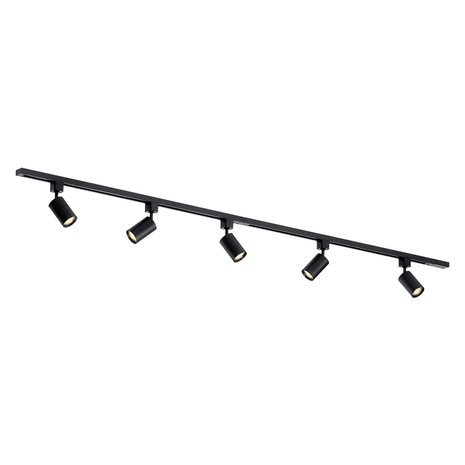 Qub Qub Focus III 1-Phasen Led Schienensystem - 200cm - 5x GU10 Spots Schienensystem lampen - 2x 1m Lichtschienensystem - I-Form - Deckenstrahler Schwarz - Erweiterbar & flexibel - LED-kompatibel