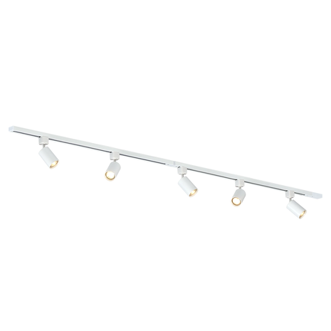 Qub Qub Focus III Monophasé Luminaire Plafonnier LED – 200cm - 5x GU10 Spot Sur Rail - 3x 1m Barre de Spot Plafond –  I-Form - Plafonnier intérieur Blanc Moderne – Spots et Rails de Spots