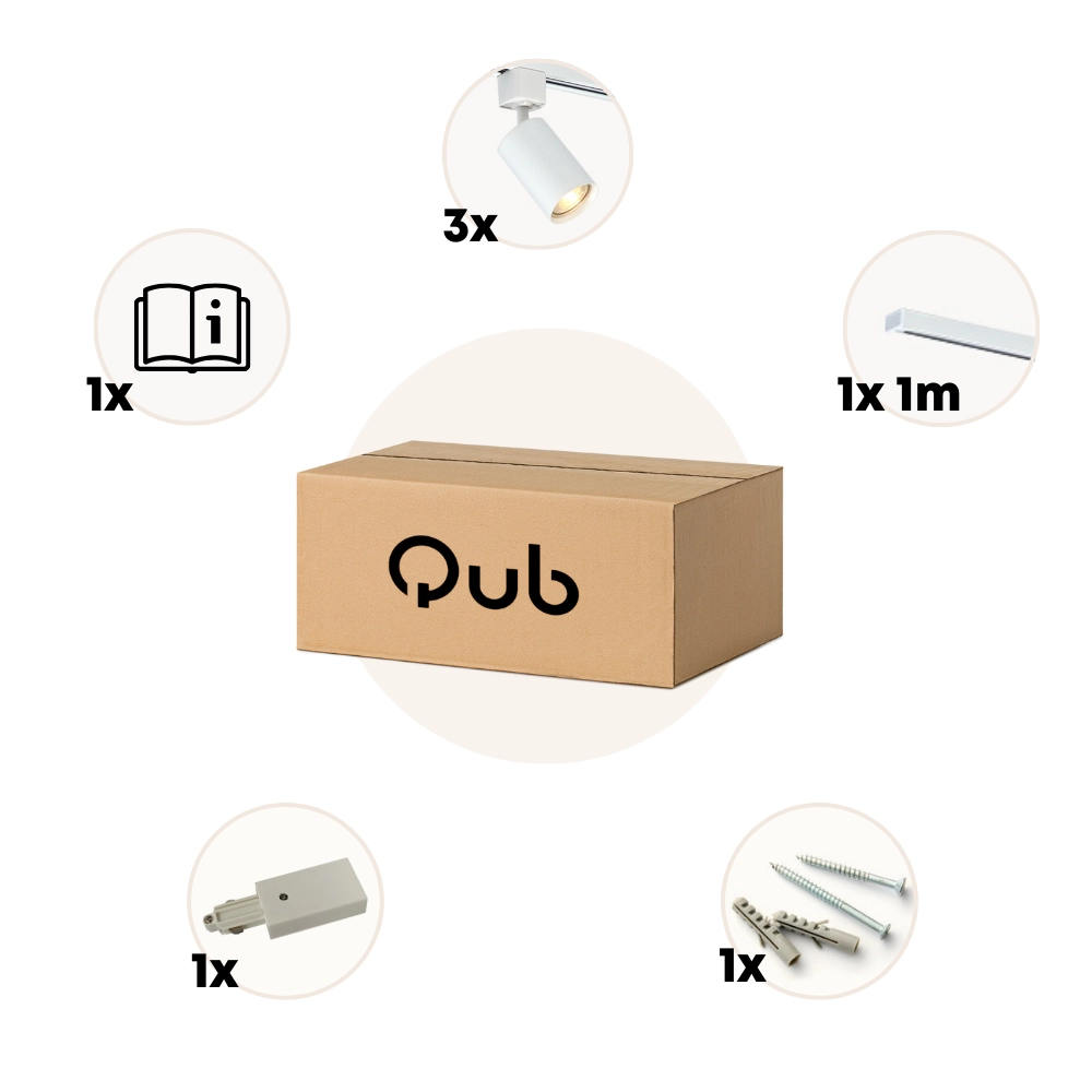 Qub Focus III - 1-Fase  Railverlichting - GU10 – 100cm – I-vorm - 3 spots - Railsysteem - Wit Qub Focus III - 1-Fase  Railverlichting - GU10 – 100cm – I-vorm - 3 spots - Railsysteem - Wit